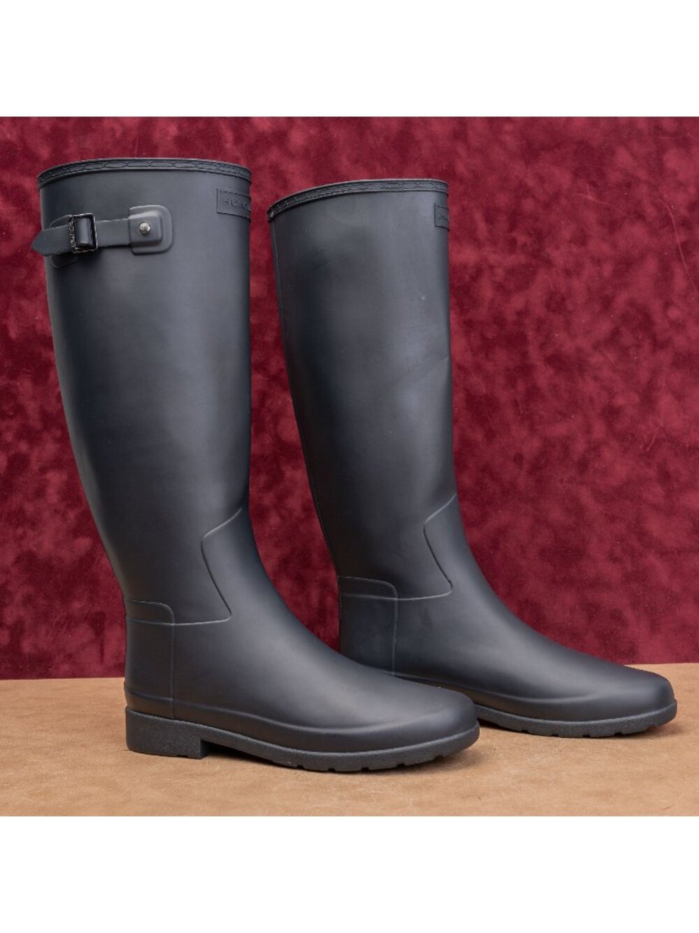 Hunter Women Original Refined Festival Ash Black Wellies Rain Rubber Boots 9US E